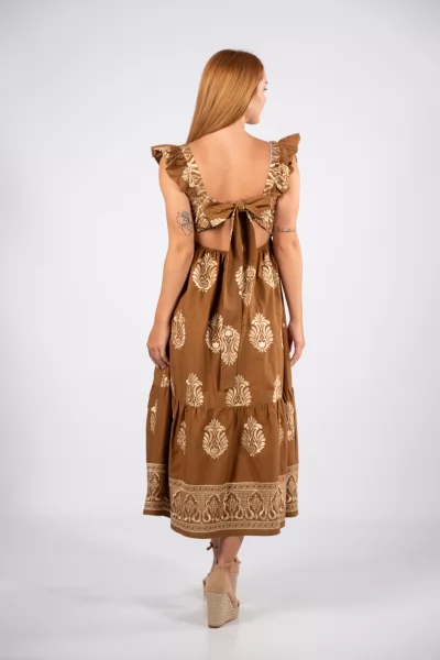 Φόρεμα Aphroditi Βολάν Chocolate