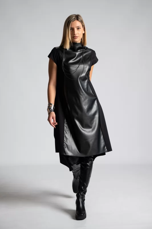 Sleeveless Dress Line A Leatherette