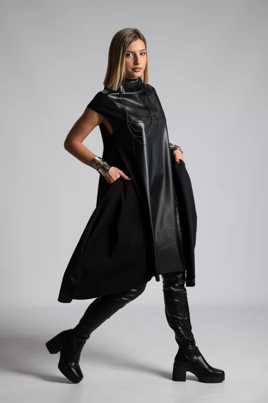 Sleeveless Dress Line A Leatherette