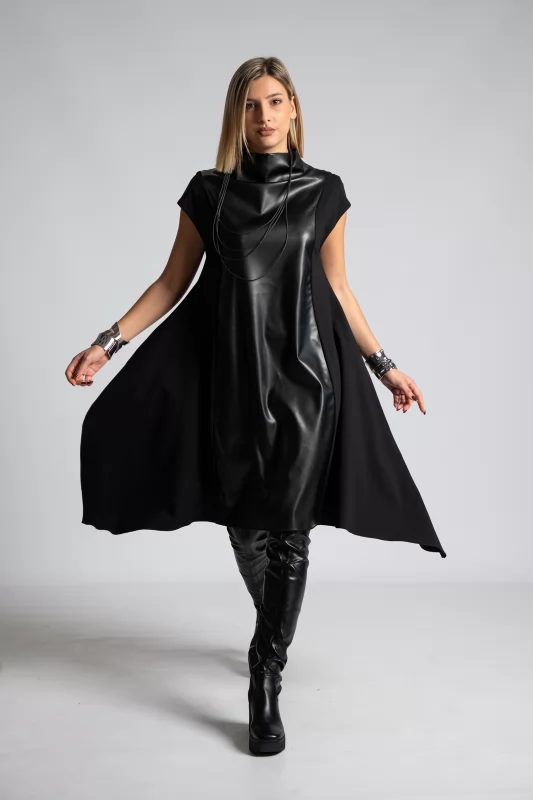 Sleeveless Dress Line A Leatherette