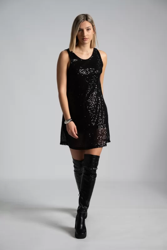 Dress Sleeveless Sequins Black