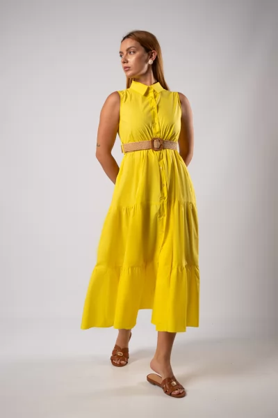 Dress Sleeveless Semi-Sheer Lemon