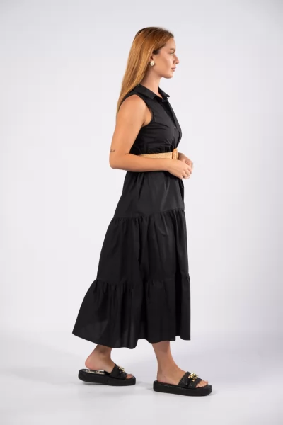 Φόρεμα Αμάνικο Σεμιζιέ Μαύρο