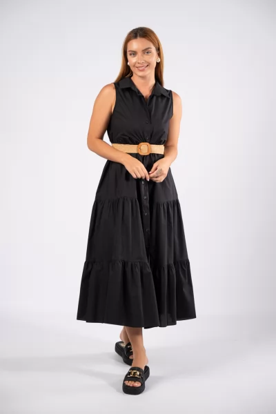 Φόρεμα Αμάνικο Σεμιζιέ Μαύρο