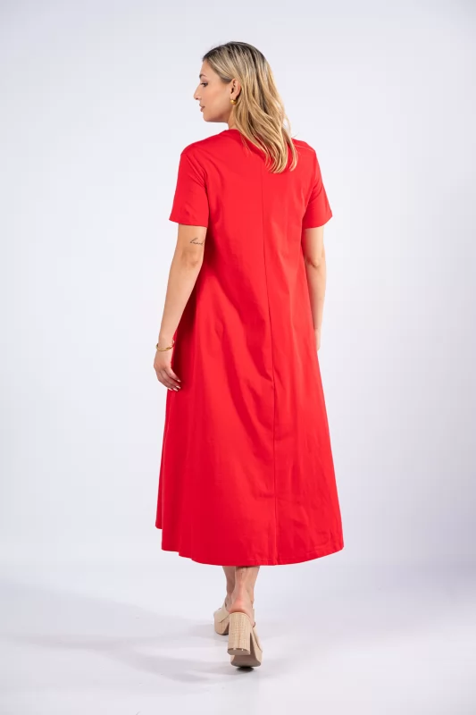 Φόρεμα Cotton Basic Κόκκινο