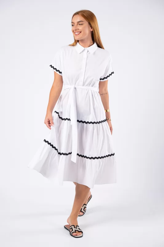 Φόρεμα Cotton Waves Λευκό