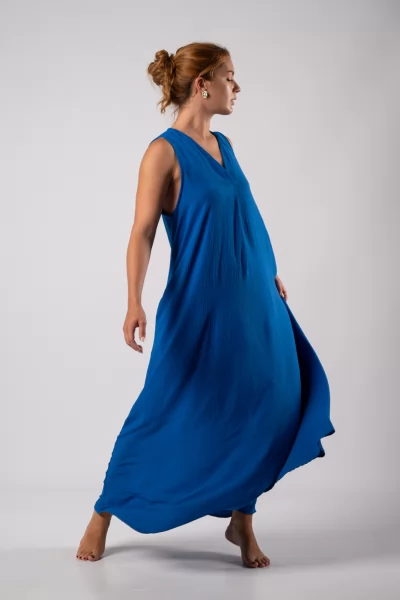 Dress Crep Sleeveless Royal Blue 