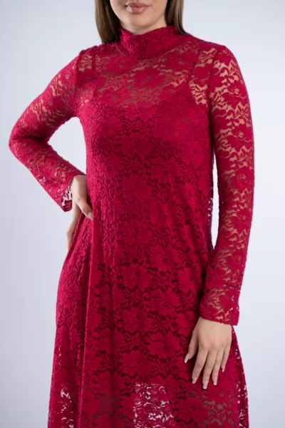 Dress Lace Transparency Red