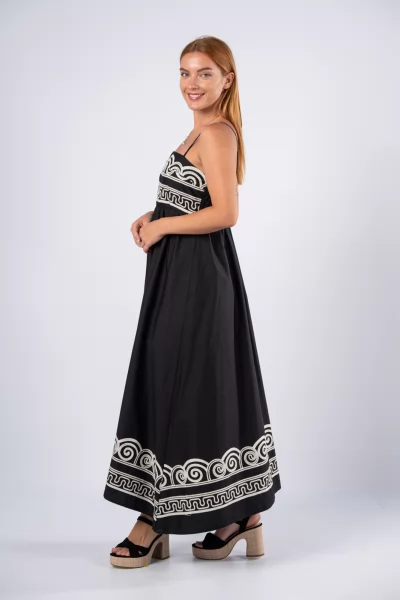 Φόρεμα Ethnic Cream-Μαύρο