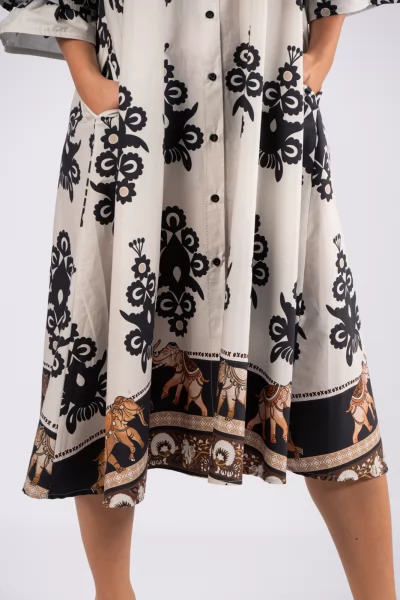 Φόρεμα Ethnic Elephant Μαύρο-Λευκό