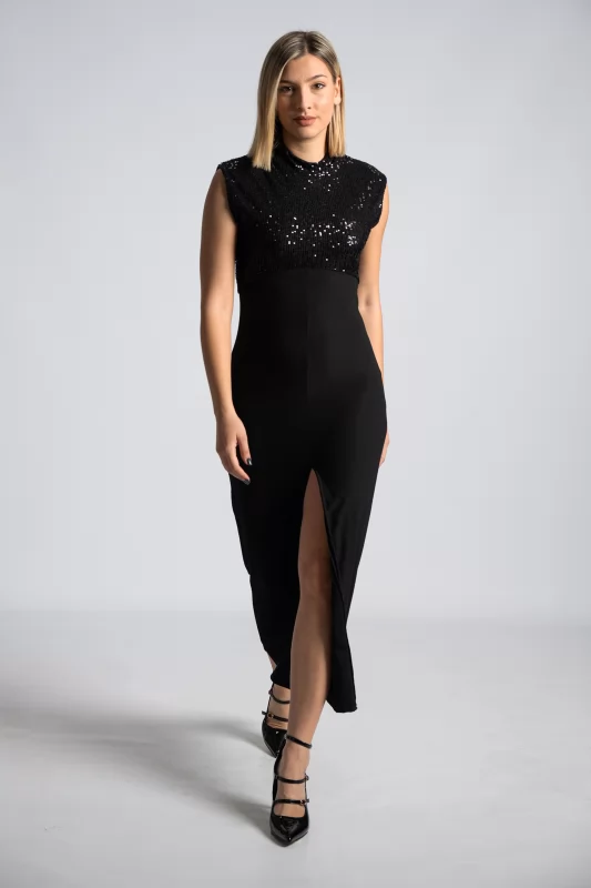 Dress Half Sequins Black