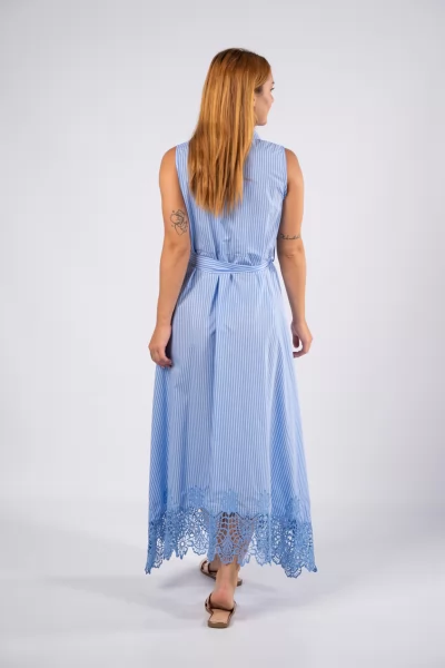 Φόρεμα Κιπούρ Τελείωμα Sky Blue