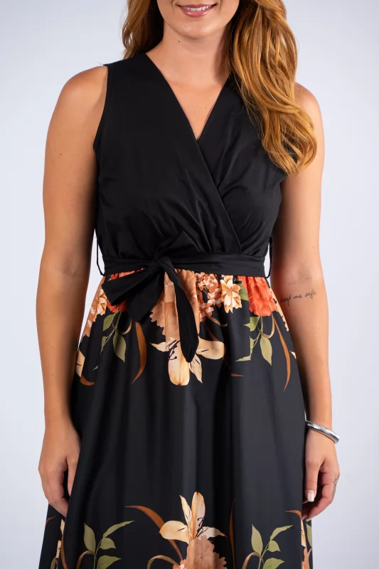 Φόρεμα Κρουαζέ Floral Μαύρο