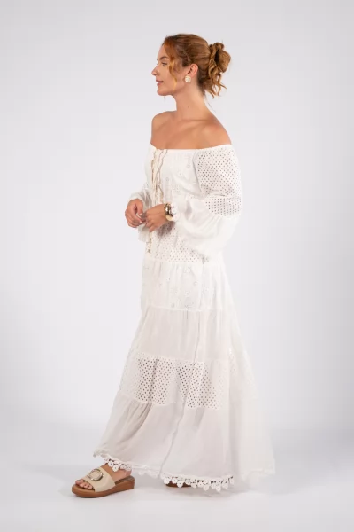 Φόρεμα Kyveli Crochet Λευκό