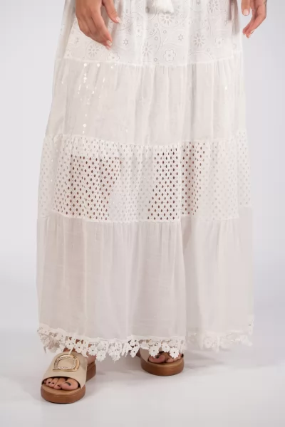 Φόρεμα Kyveli Crochet Λευκό