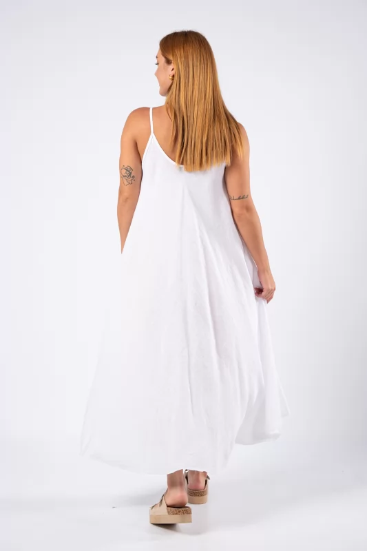 Φόρεμα Λινό Λευκό