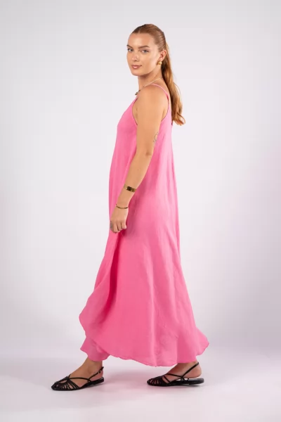 Φόρεμα Λινό Ροζ