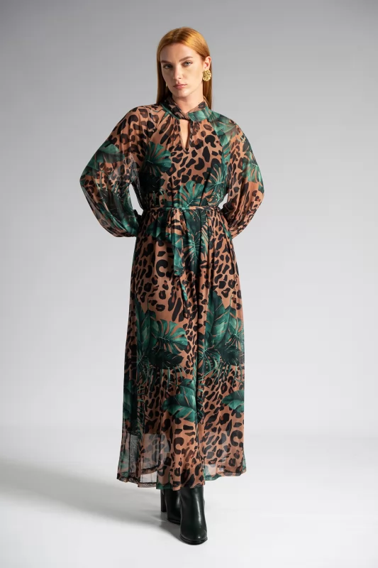 Dress Maxi C-Throu Animal Print Maxi 