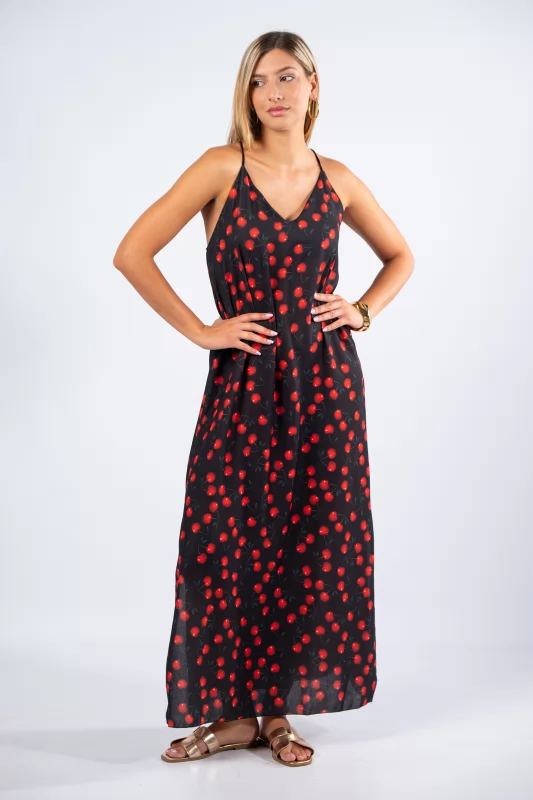 Dress Maxi Cherries Black