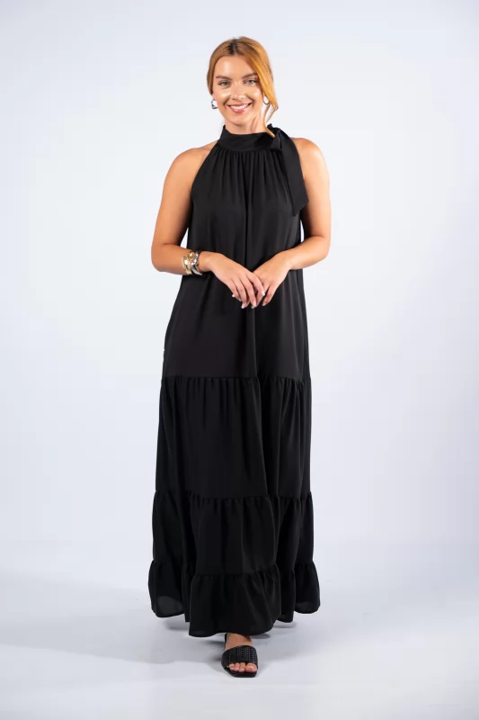 Φόρεμα Maxi Δέσιμο Μαύρο