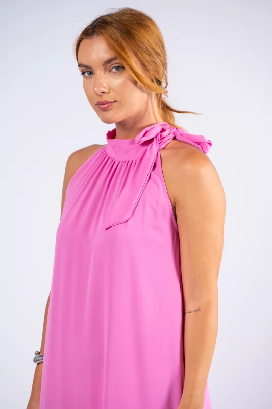 Φόρεμα Maxi Δέσιμο Ροζ