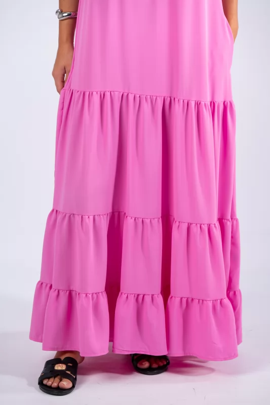 Φόρεμα Maxi Δέσιμο Ροζ