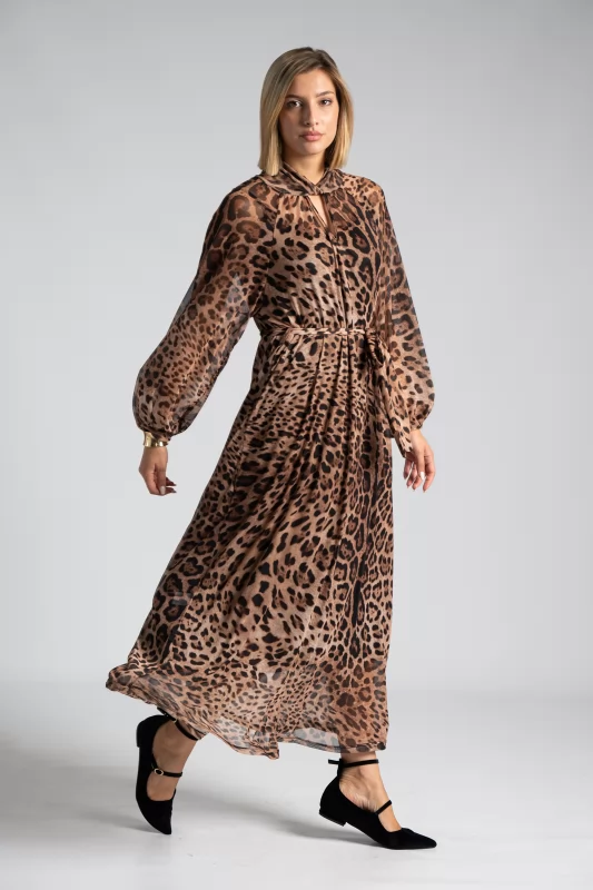 Maxi Dress Leopar Tulle