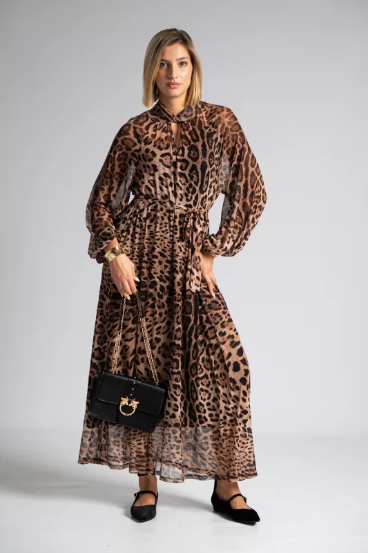 Maxi Dress Leopar Tulle