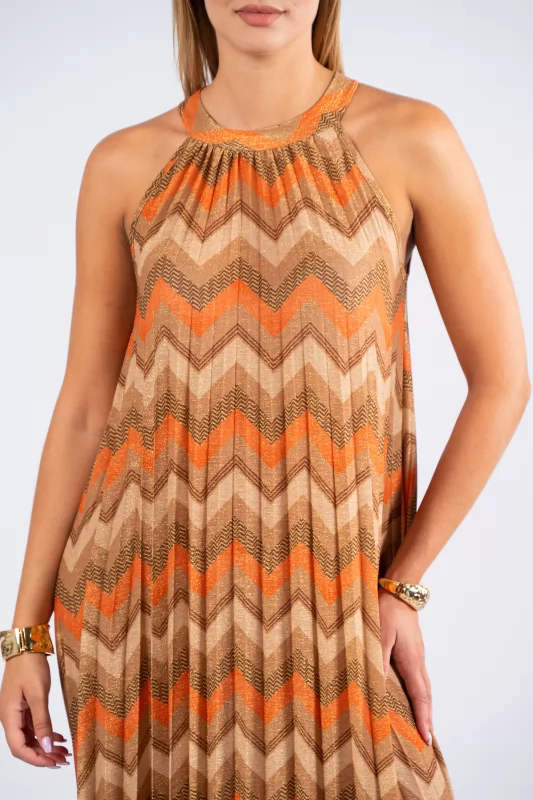 Dress Maxi Lurex Mocha-Copper