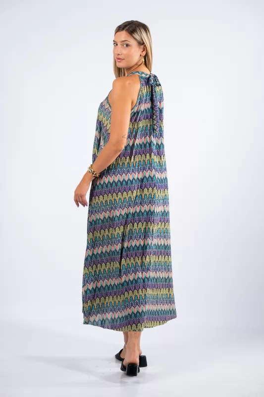 Φόρεμα Maxi Lurex Multicolor-Μπλε