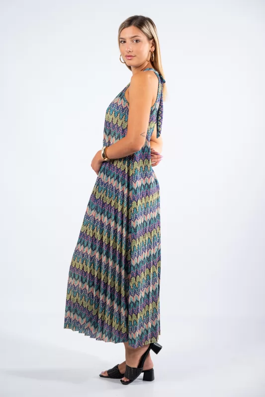 Dress maxi Lurex Multicolor-Blue