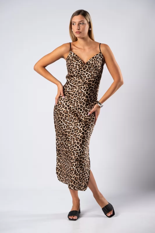 Dress Maxi Straps Leopar