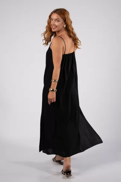 Φόρεμα Μaxi Τιράντες Μαύρο