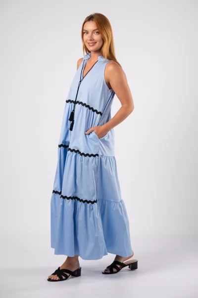 Φόρεμα Maxi Waves Γαλάζιο