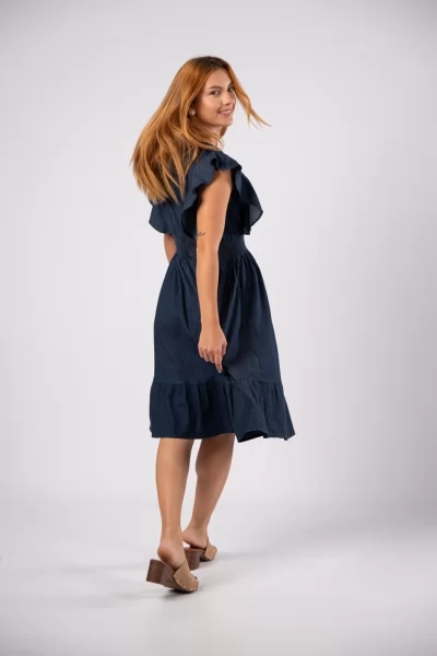 Φόρεμα Midi Κρουαζέ Denim Blue