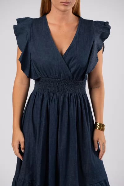Φόρεμα Midi Κρουαζέ Denim Blue