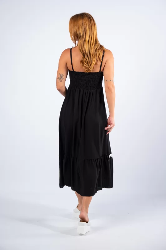 Φόρεμα Midi Wavy Ρίγες Μαύρο