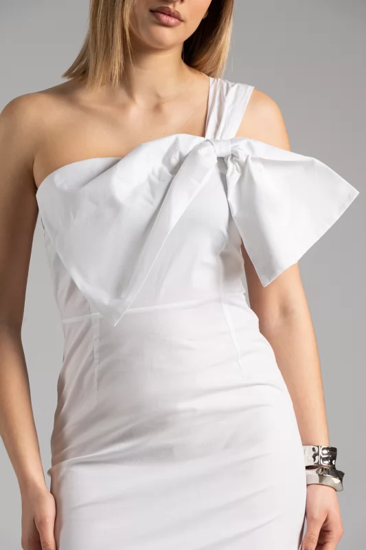 Dress One Shoulder Bow White