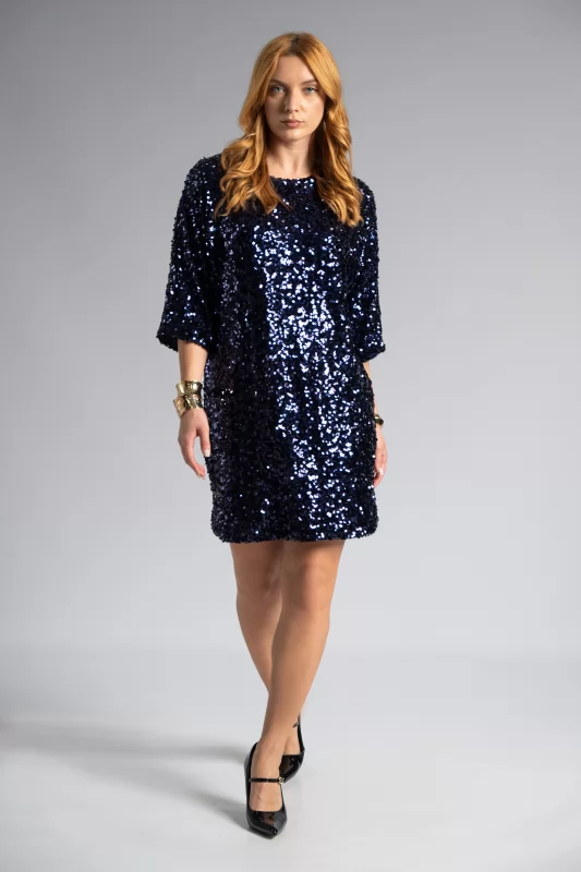 Dress Sequin Batwing Sleeves