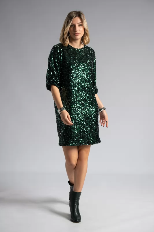 Dress Sequin Batwing Sleeves