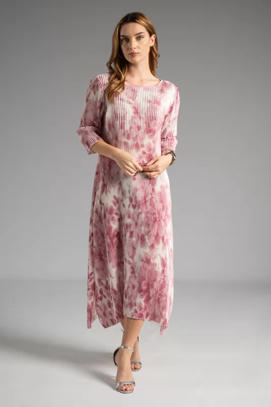 Pleated Dress Floral Pink