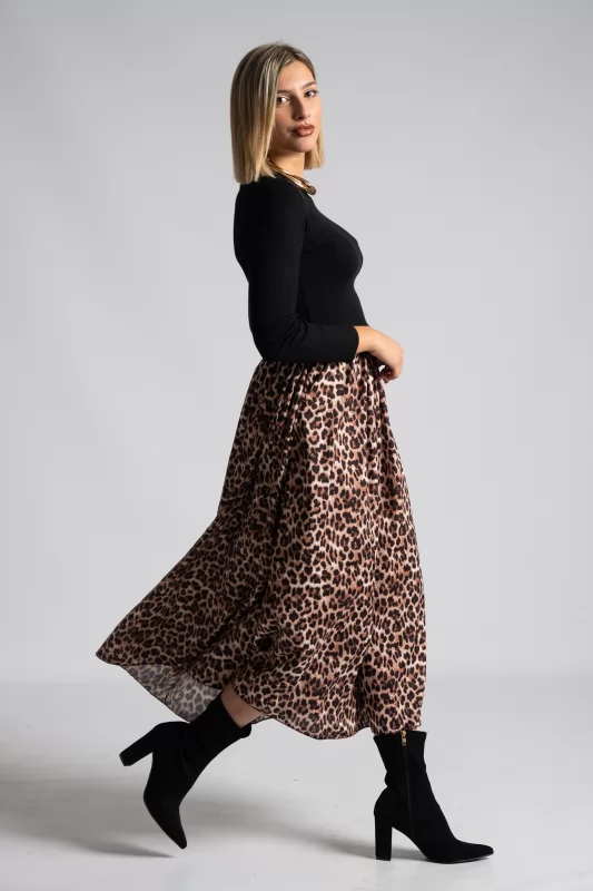 Φόρεμα Rib Maxi Animal Print