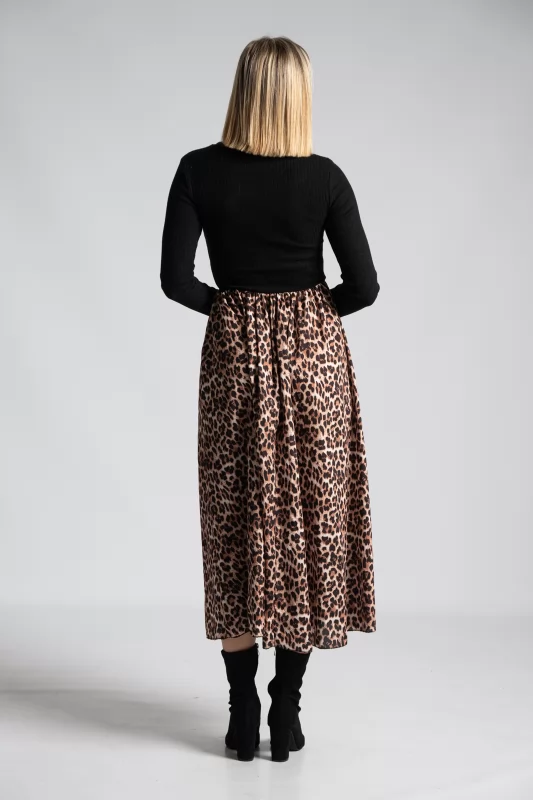 Φόρεμα Rib Maxi Animal Print