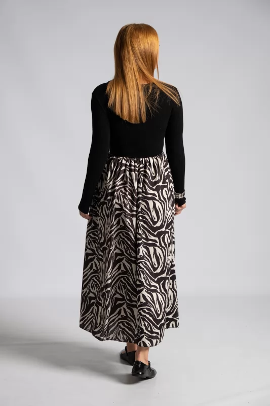 Φόρεμα Rib Maxi Animal Print