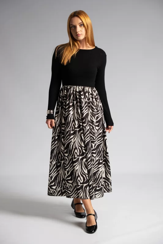 Φόρεμα Rib Maxi Animal Print