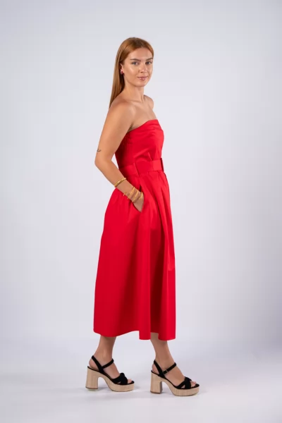 Φόρεμα Strapless Κόκκινο
