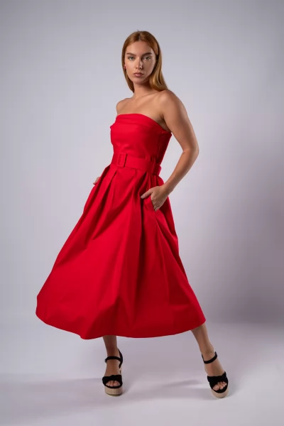 Φόρεμα Strapless Κόκκινο