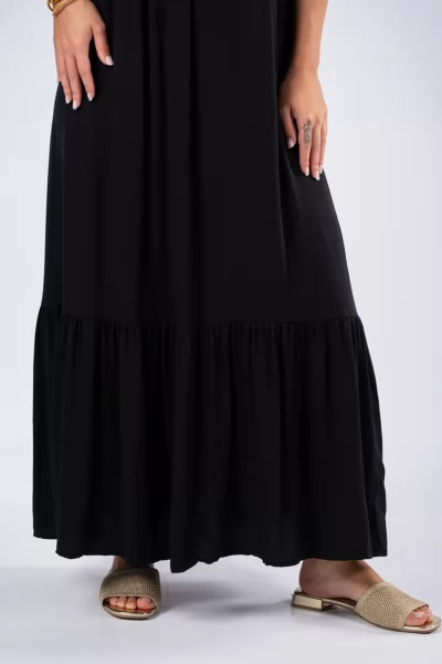 Φόρεμα Τιράντες Βολάν Μαύρο