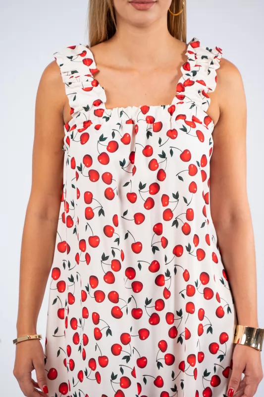 Dress Straps Cherries White