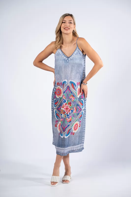 Φόρεμα Τιράντες Multicolor-Denim